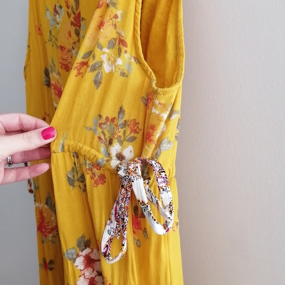 Free People Georgia Floral Wide Leg Yellow Floral Jumpsuit Small - Picture 14 of 17